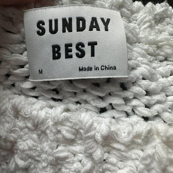 NWOT Aritzia Sunday Best Open Knit Crop Sweater Bell Sleeves in White - Size Med - Picture 4 of 7